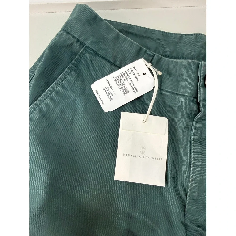 Brunello Cucinelli Chino Pants Sage Green Made USA 150195K110E Mens 29x30 NEW